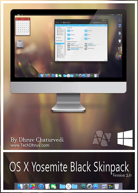 Mac OS X Yosemite Black Skinpack For Win7 8 8 1 Windows Skin Packs