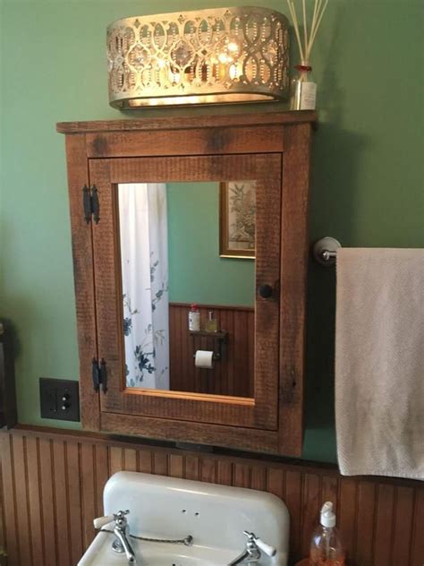 Barn Wood Medicine Cabinet With Mirror Made From Rustic Etsy