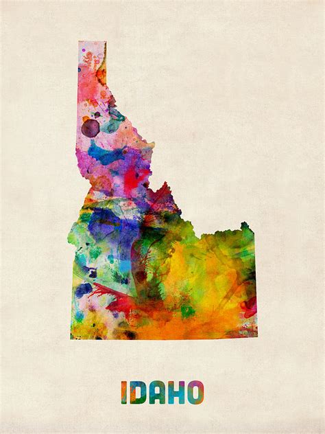 Idaho Watercolor Map Digital Art By Michael Tompsett Fine Art America