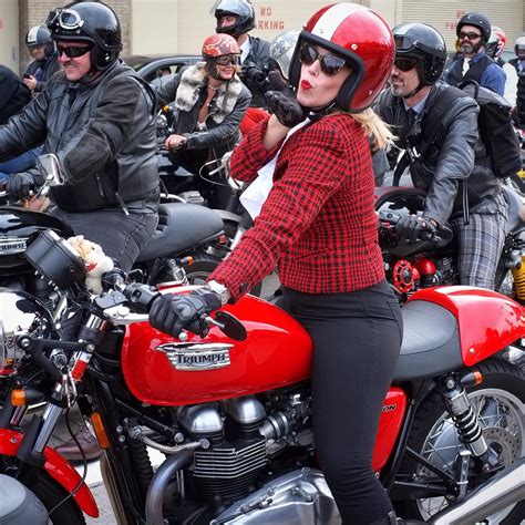 Red Triumph Thruxton Women Riding Motorcycles Female Motorcycle Riders