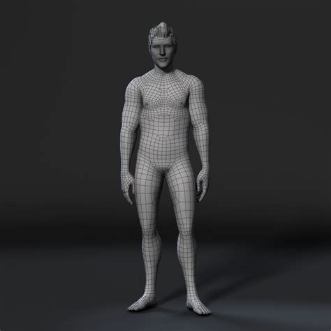 Animated Muscular Naked Man Rigged D Game Character Low Poly D Model