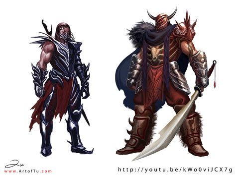 Concept Art Dark Warrior And Barbarian By Artoftu On