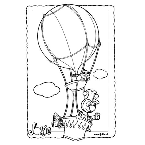 Leuk voor kids Jokie en Jet in hun luchtballon Kleurplaten