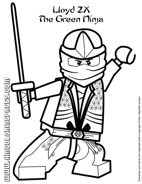 Ninjago Green Ninja Lloyd Zx With Sword Coloring Page Ninjago