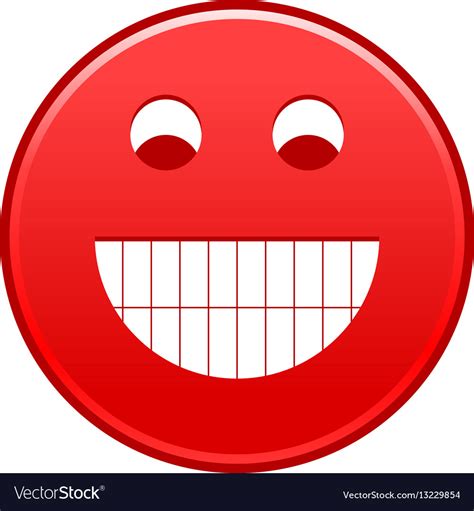 Red Smiling Face Cheerful Smiley Happy Emoticon Vector Image