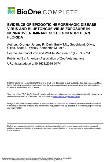 Pdf Evidence Of Epizootic Hemorrhagic Disease Virus And Bluetongue