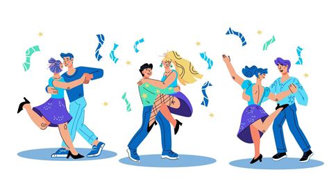 Dance Party Banner With Dancing Men And Women Characters Vector