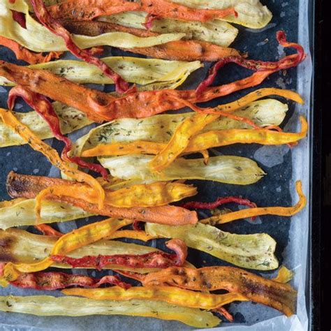 Baked Vegetable Ribbons Recipe Mother Earth News Carrot Chips