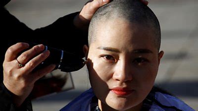 Women Shave Their Heads To Protest Lawyer S Detention In China BBC News