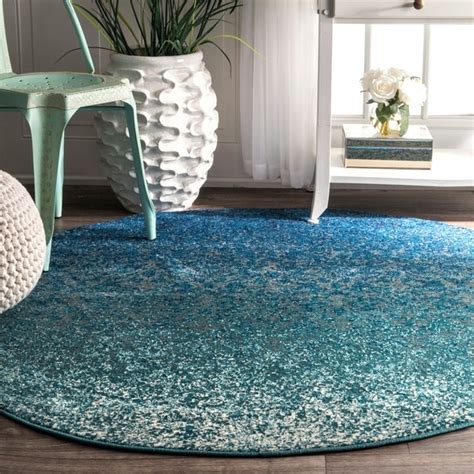 Nuloom Modern Abstract Vintage Turquoise Round Rug 53 Round Free