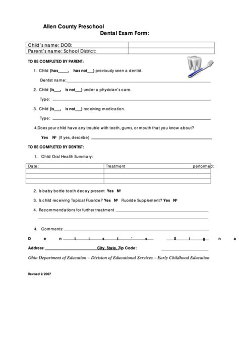 Top 9 Dental Exam Form Templates Free To Download In Pdf Format