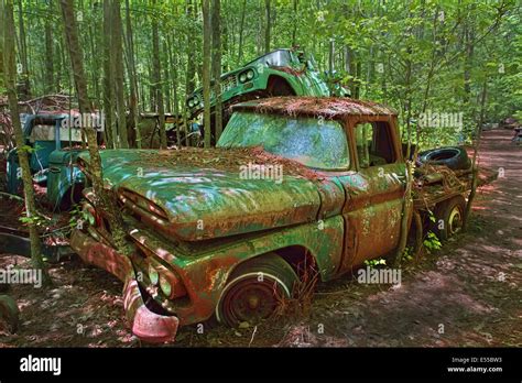 Rusted Junk Truck In Old Car City In White Georgia Stock Photo Alamy