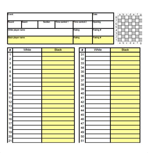 Free 9 Sample Chess Score Sheet Templates In Pdf Scor