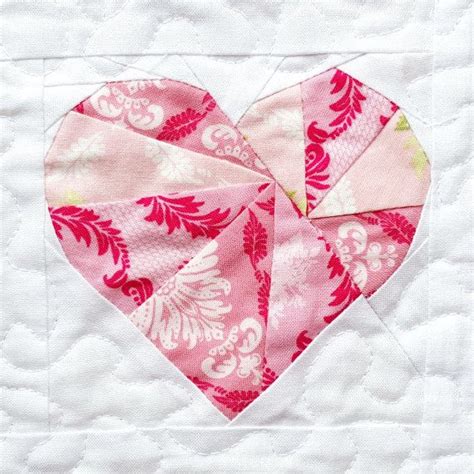 Heart Quilt Block Paper Piecing Pattern I Heart Quilting Etsy Paper