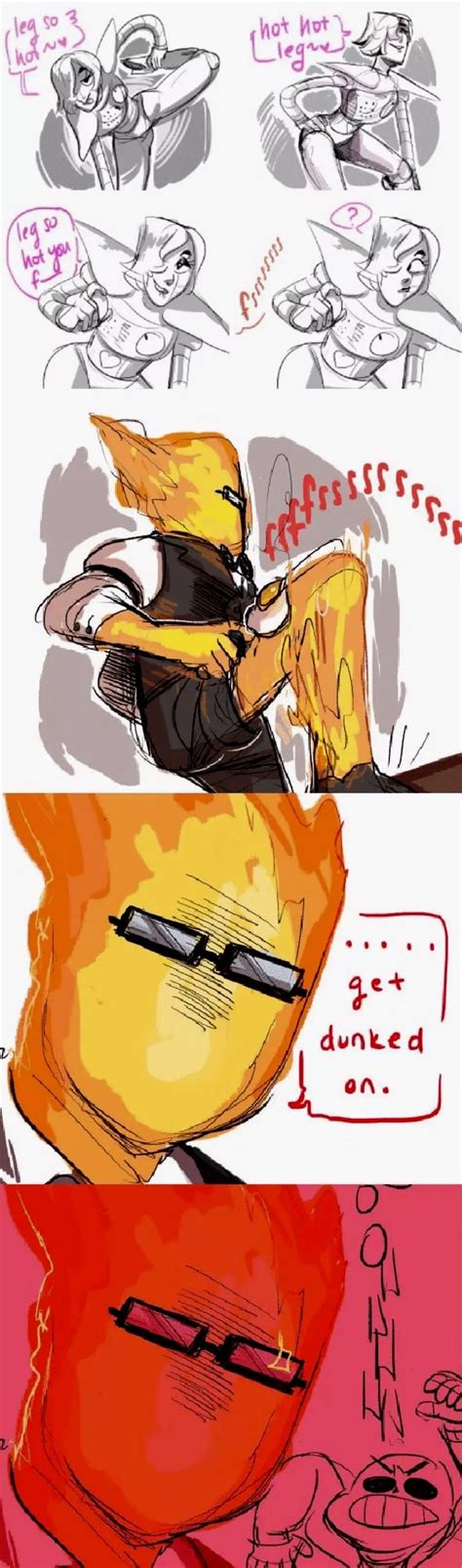 Leg So Hot You Fry And Egg Mettaton Grillby And Sans Undertale Comic Funny Undertale Memes