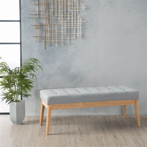 Noble House Truxton Light Grey Fabric Bench