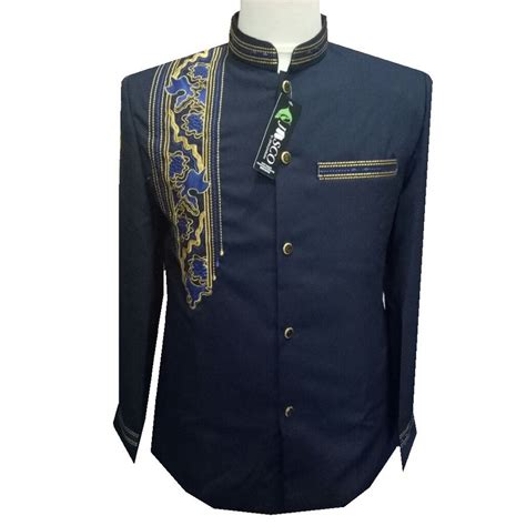 Beli gudang fashion baju koko modern terbaru kemeja muslim pria modern biru dongker di istyle. §967 JASKO Jas Koko Sorban Batik Biru Dongker Bordir ...