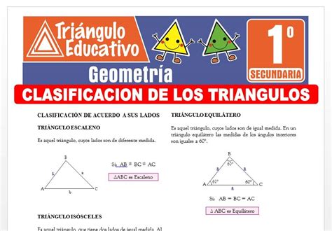 Clasificación de los Triángulos para Primero de Secundaria Fichas GRATIS