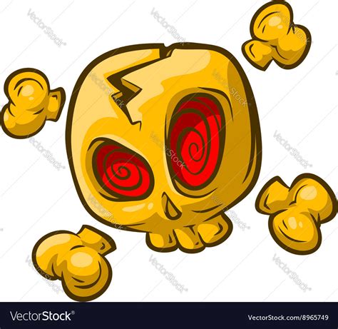 Cartoon Yellow Skull With Red Eyes Royalty Free Vector Image