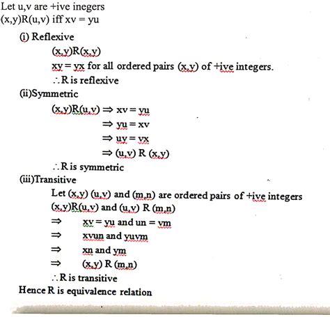 let r be a relation on the set a of ordered pairs of positive integers defined by x y r u v