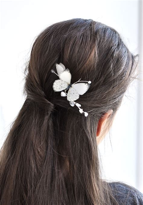 Bridal Hair Comb Butterflies Hair Pin Pearl White Butterfly Etsy