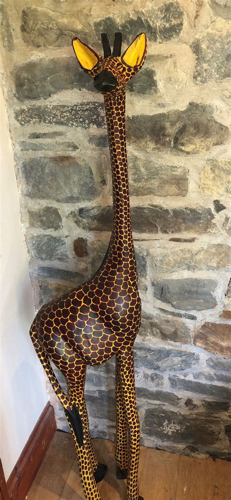 Hand Carved Wooden Giraffe 5ft 3 Etsy