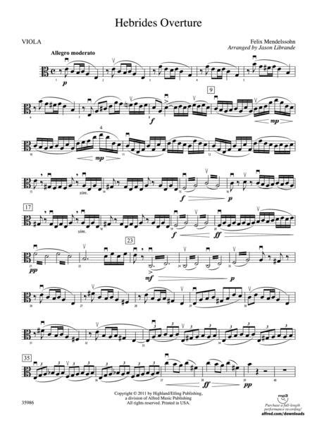 Hebrides Overture Viola By Felix Bartholdy Mendelssohn 1809 1847