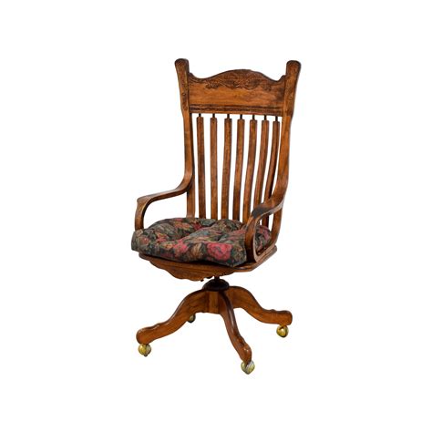 Antique wooden swivel desk chair cushingparents com. 47% OFF - Wooden Desk Chair on Casters / Chairs