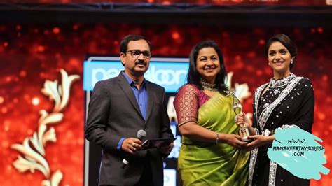 Keerthy Suresh In Black Saree With Cute Smile At Siima Awards 2019