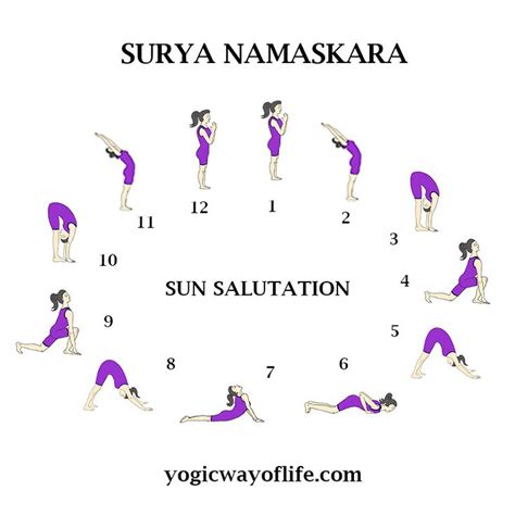 The sequence moves through all seven chakras, and especially targets the solar plexus (the chakra just above the navel). Surya Namaskara - The Sun Salutation | Surya namaskara ...