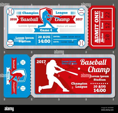 Vintage Baseball Sports Vector Tickets Set Baseball Ticket And Banner