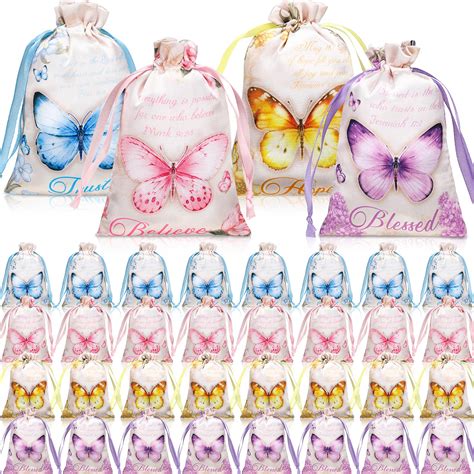 Amazon Com Talltalk 100 Pcs Butterfly Gift Bags Christian Satin Bag With Drawstring 4 X 6 Inch