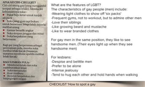 Malaysian Newspaper Publishes How To Spot A Gay Checklist