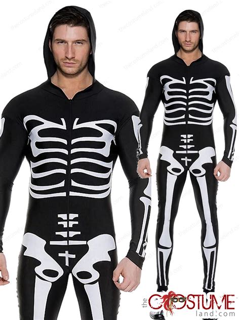 Skeleton Bodysuit Men Costume Adult Fancy Scary Dress Up Halloween