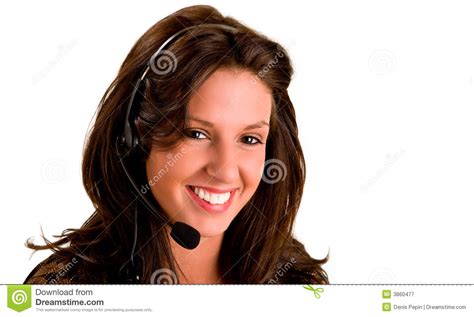 Smiling Girl Wearing Headset Stock Image Image Of