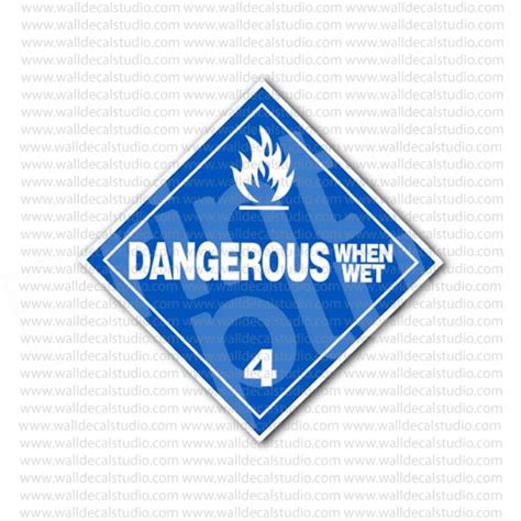 From 4 00 Buy Dangerous When Wet 4 Flammable Solids Sign Sticker At