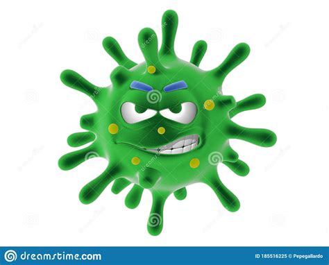 3d Illustration Of A Virus Cartoon Of A Disease With An Angry And