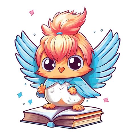 Cute Fairy Owl On Book 2d Illustration Ai Generative 27234943 Png