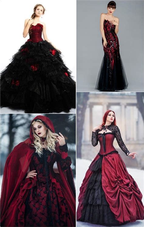 unique black and red wedding dresses