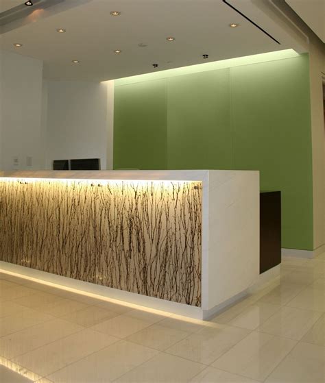 Hand Made Backlit Reception Desk With Absolute White Stone Top By