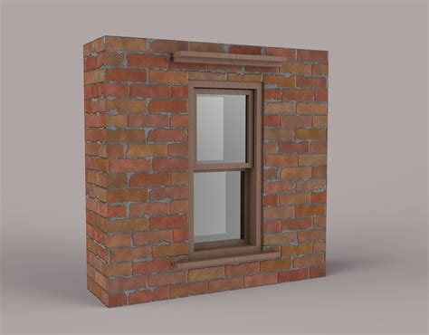 3d Model Brick Wall With Window Vr Ar Low Poly Cgtrader