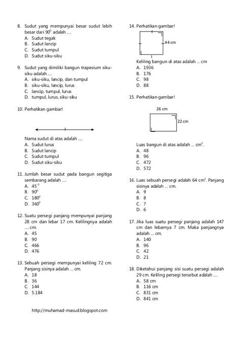 Contoh Soal Matematika Kelas 3 Dan Kunci Jawaban Riset