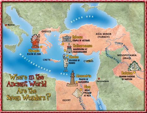 The Seven Wonders Of The Ancient World Map Michael Kline
