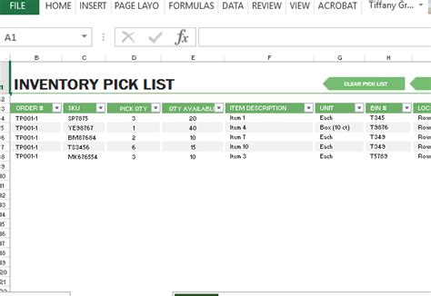 Warehouse Inventory Excel Template