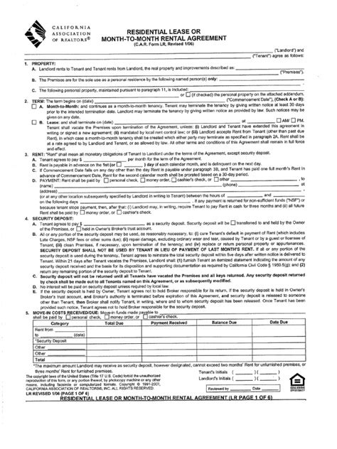 Create, save & print yours now. C.a.R.+Form+Lr+Residential+Lease+or+Month+to+Month+Rental ...