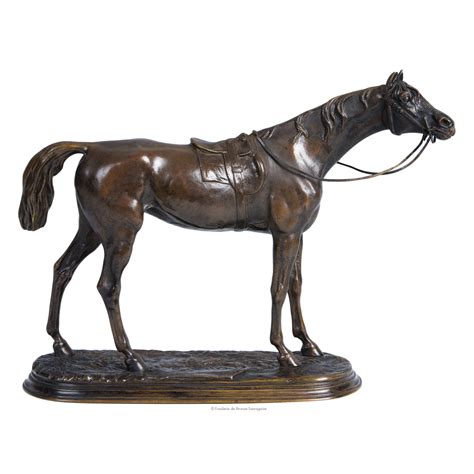 Aussi intrépide que son maître, le cheval voit le péril et l'affronte; sculpture-chevaux-bronze-cheval-de-course-moigniez