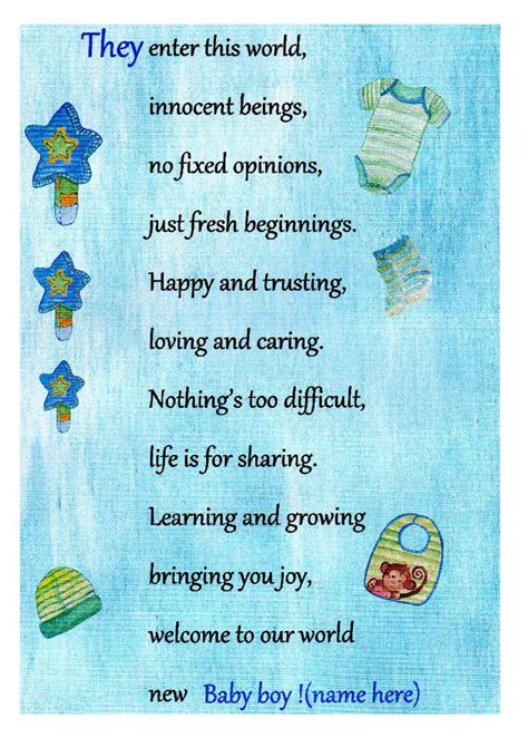 Funny Baby Boy Poems Baby Boy Personalised Poem Laminated T