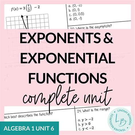 Exponents And Exponentials Unit Algebra 1 Unit 6 Lindsay Bowden