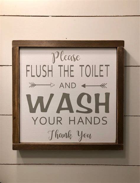 Please Flush The Toilet And Wash Your Hands Sign Bathroom Etsy