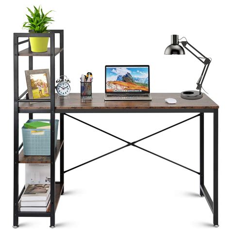 Buy Computer Desk 47 Inch Wooden Home Office Table With 4 Tier Diy
